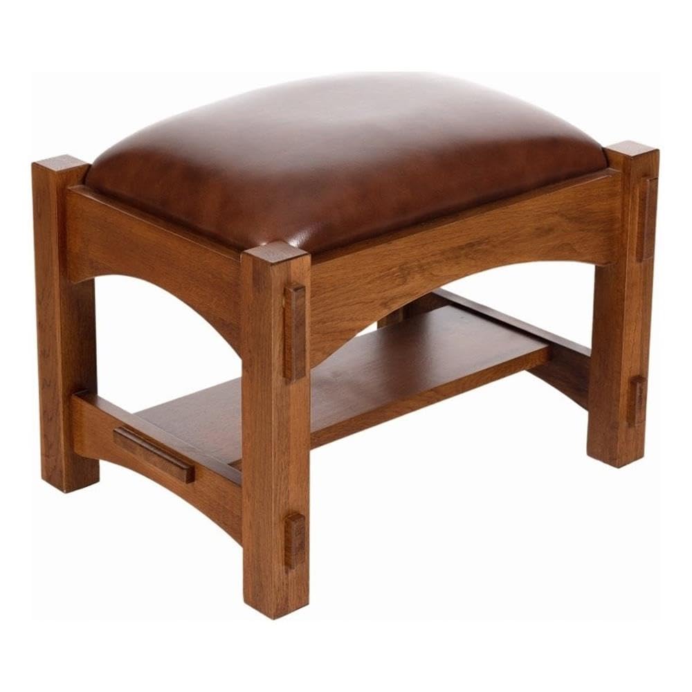 Outdoor Furniture Wood - เก้าอี้สตูลวางเท้าแบบมอร์ทิสแอนด์เทนนอนจาก Craftsman Mission ทำจากไม้เนื้อแข็ง เคลือบสีเชสนัท เหมาะสำหรับห้องนั่งเล่นและห้องนอน